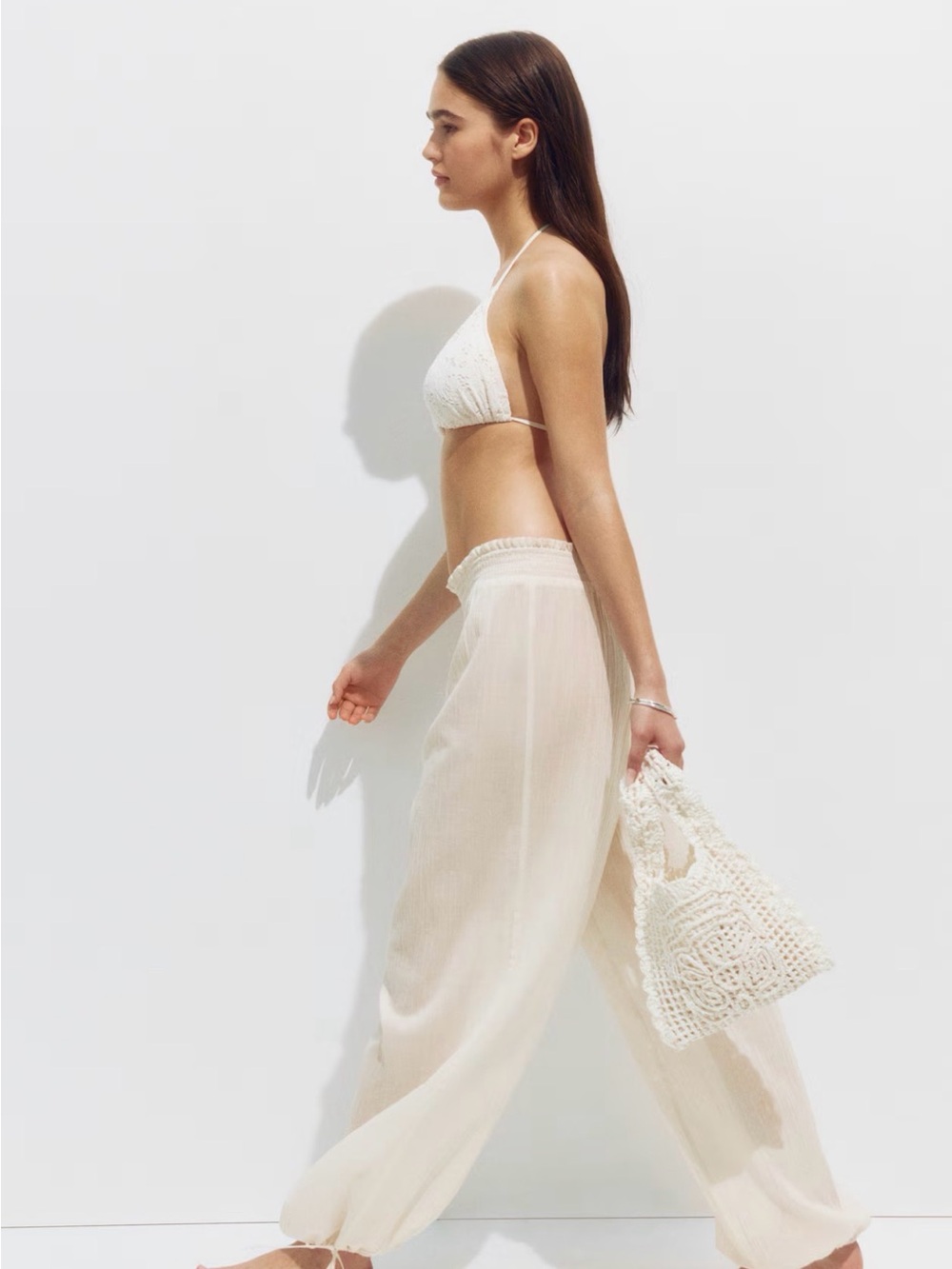 H&M Cream Crinkled Maxi Skirt with Elastic Waistband - Picture 6 of 8